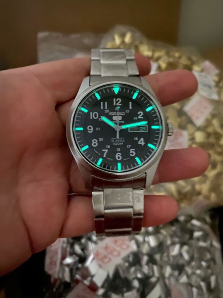 Seiko 5 Japan SNZG13J1 Otomatik Çelik Gri Siyah Kadran 10 ATM 42 mm Erkek Kol Saati