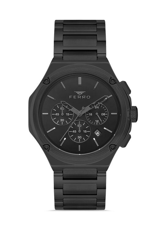 Ferro FM40103A-B Quartz Çelik Siyah 46 mm Erkek Kol Saati
