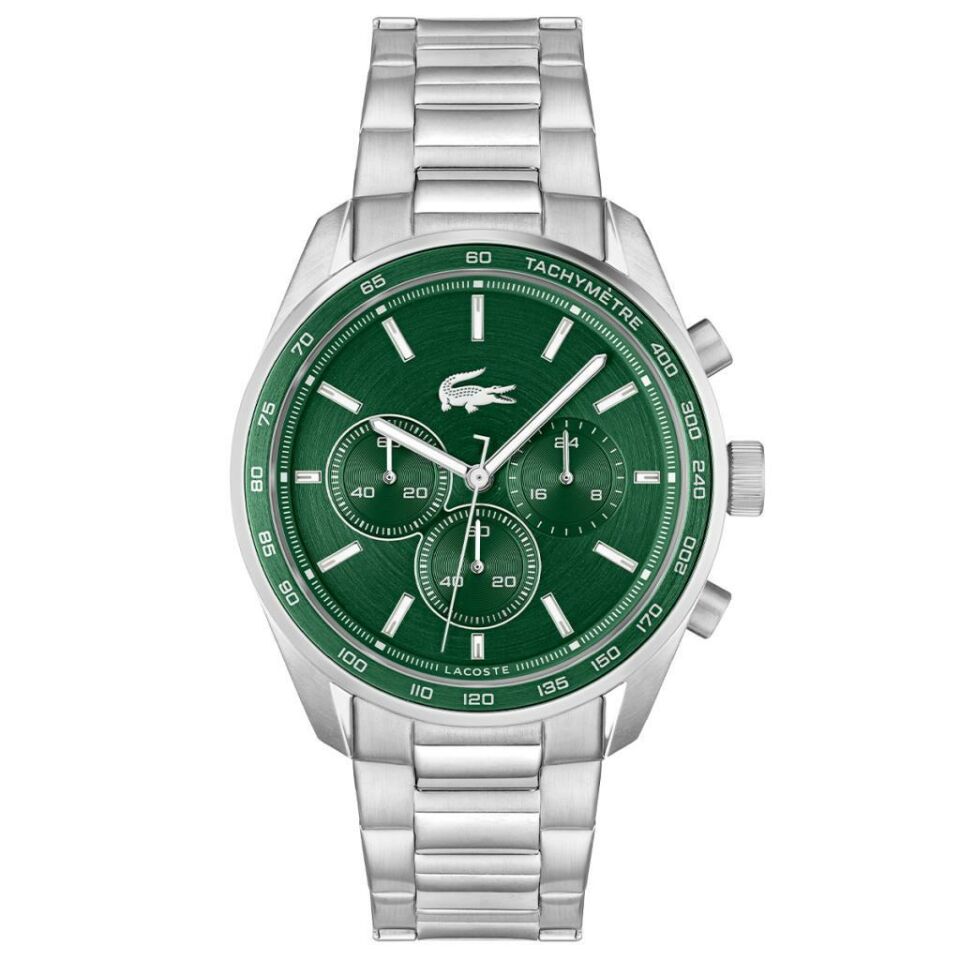 Lacoste 2011346 Quartz Çelik Gri Yeşil Kadran 42 mm Erkek Kol Saati