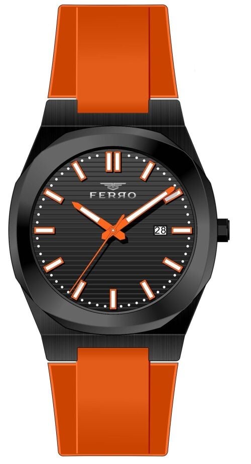 Ferro 41 mm Turuncu Silikon Kordon Erkek Kol Saati F11340D-ZL F11340D-ZL