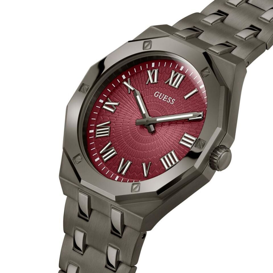 Guess GUGW0575G5 Quartz Çelik Füme Kırmızı Kadran 42 mm Erkek Kol Saati