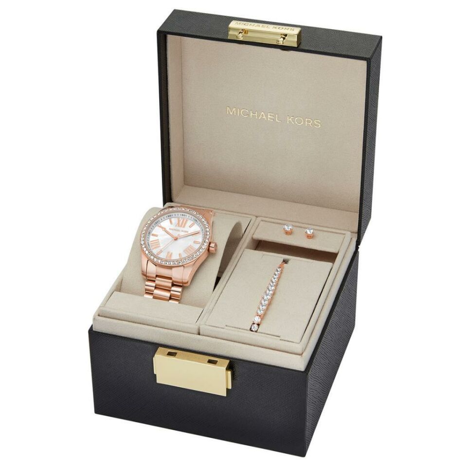 Michael Kors MK1088SET Quartz Rose Sedef Kadran 10 ATM 38 mm Kadın Kol Saati Bileklik ve Küpe Seti