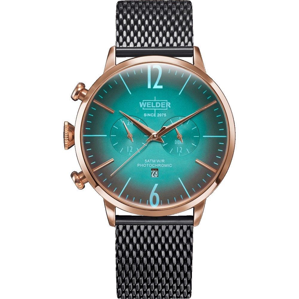 Welder Moody WWRC405 Quartz Çelik Hasır Füme Yeşil Kadran 45 mm Erkek Kol Saati