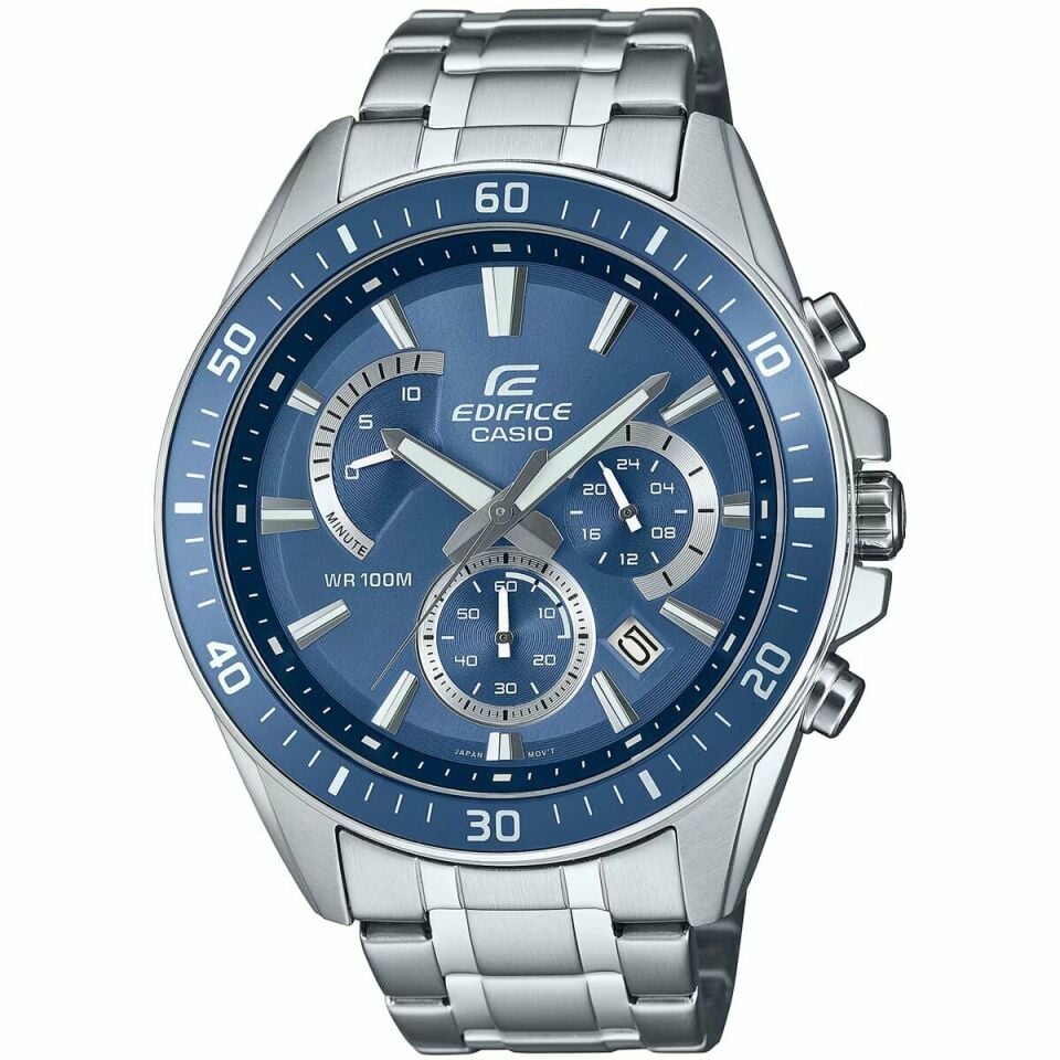 Casio EFR-552D-2AVDF Edifice Quartz Çelik Gri Mavi Kadran 10 ATM 47 mm Erkek Kol Saati