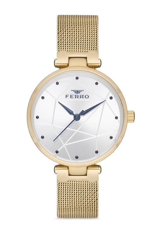 Ferro 33 mm Altın Rengi Çelik Kordon Kadın Kol Saati F40087C-B F40087C-B