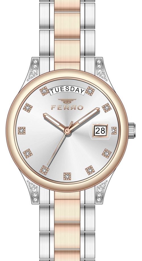 Ferro FL21439A-E Quartz Çelik Rose/Gri 31 mm Kadın Kol Saati