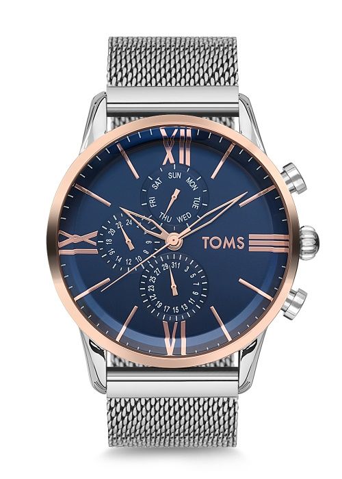 Toms 46 mm Gümüş Hasır Kordon Erkek Kol Saati TM1536C-1052-E TM1536C-1052-E