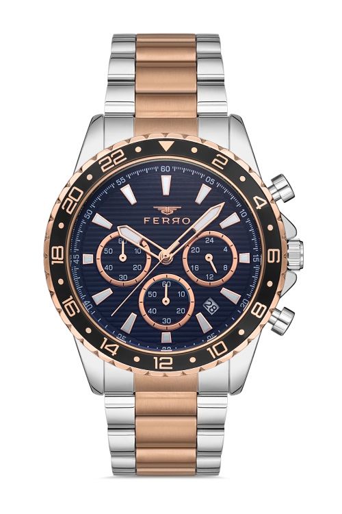 Ferro 44 mm Rose ve Gümüş Çelik Kordon Erkek Kol Saati FM31927A-E2 FM31927A-E2
