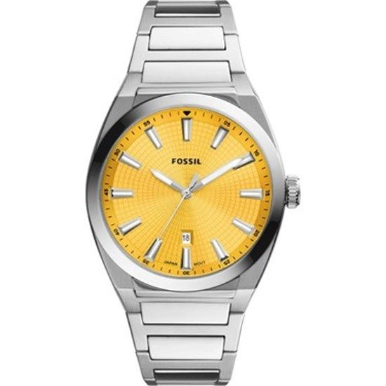 Fossil FFS5985 Quartz Çelik Gri Sarı Kadran 42 mm Erkek Kol Saati