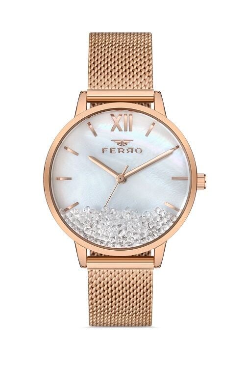 Ferro 32 mm Rose Hasır Kordon Kadın Kol Saati F21934C-C F21934C-C