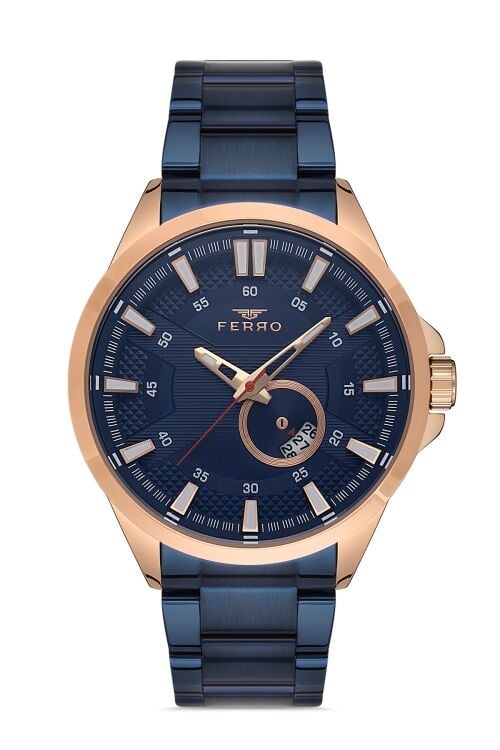 Ferro 46 mm Lacivert Çelik Kordon Erkek Kol Saati F11208A-T F11208A-T