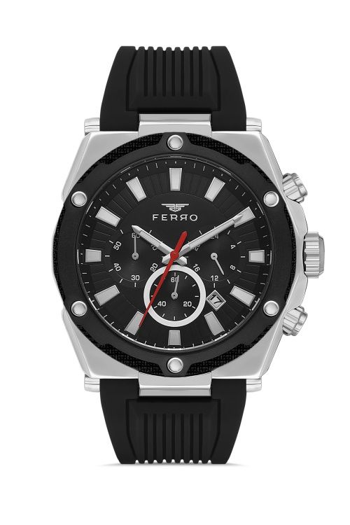 Ferro FM31396D-J2 Quartz Silikon Siyah 48 mm Fonksiyonları Aktif Erkek Kol Saati