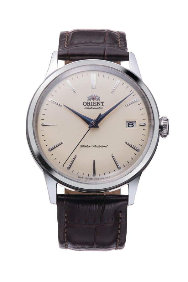 Orient Kurmalı Otomatik Deri Kahverengi Kristal Cam 38 mm Erkek Kol Saati