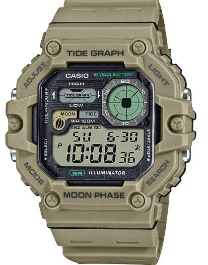 Casio WS-1700H-5AVDF Quartz Dijital Silikon Kahve Organik Cam 49 mm Erkek Kol Saati