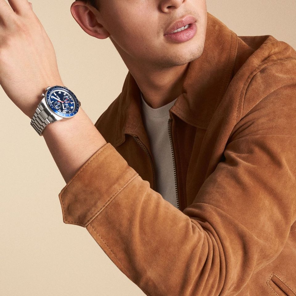 Fossil FFS6047 Quartz Çelik Gri Mavi Kadran 42 mm Erkek Kol Saati