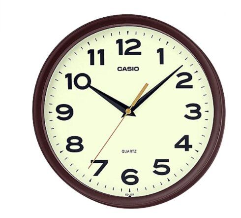 Casio IQ-151-5DF Pilli Plastik Kahverengi Yuvarlak Duvar Saati