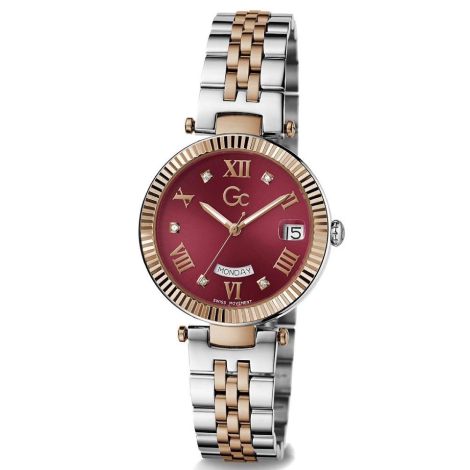 Gc GCZ01017L3MF Quartz Çelik Rose/Gri Kırmızı Kadran 34 mm Kadın Kol Saati