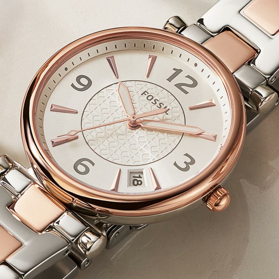 Fossil FES5156 35 mm Rose Gold / Metalik Gri Kadın Kol Saati