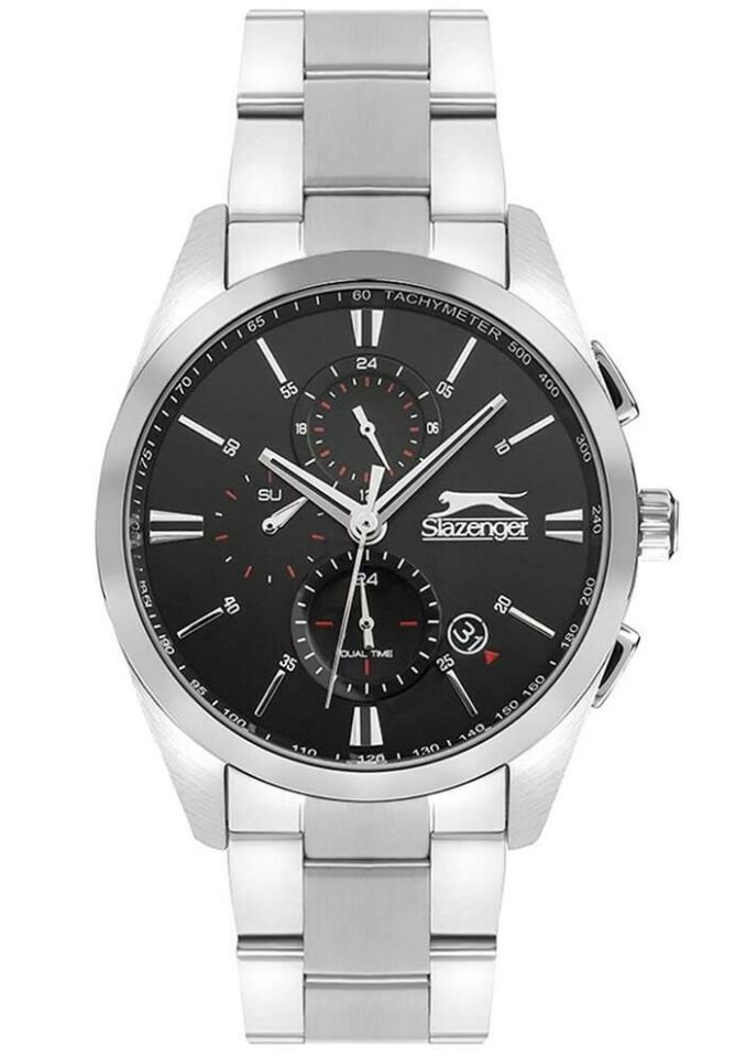 Slazenger SL.09.2215.2.02 Quartz Çelik Gri Siyah Kadran 44 mm Erkek Kol Saati