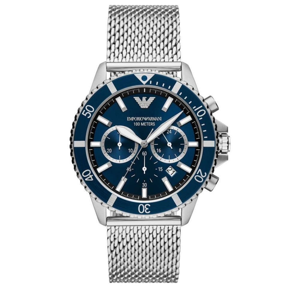 Emporio Armani AR11587 Quartz Çelik Gri Lacivert Kadran 10 ATM 43 mm Erkek Kol Saati