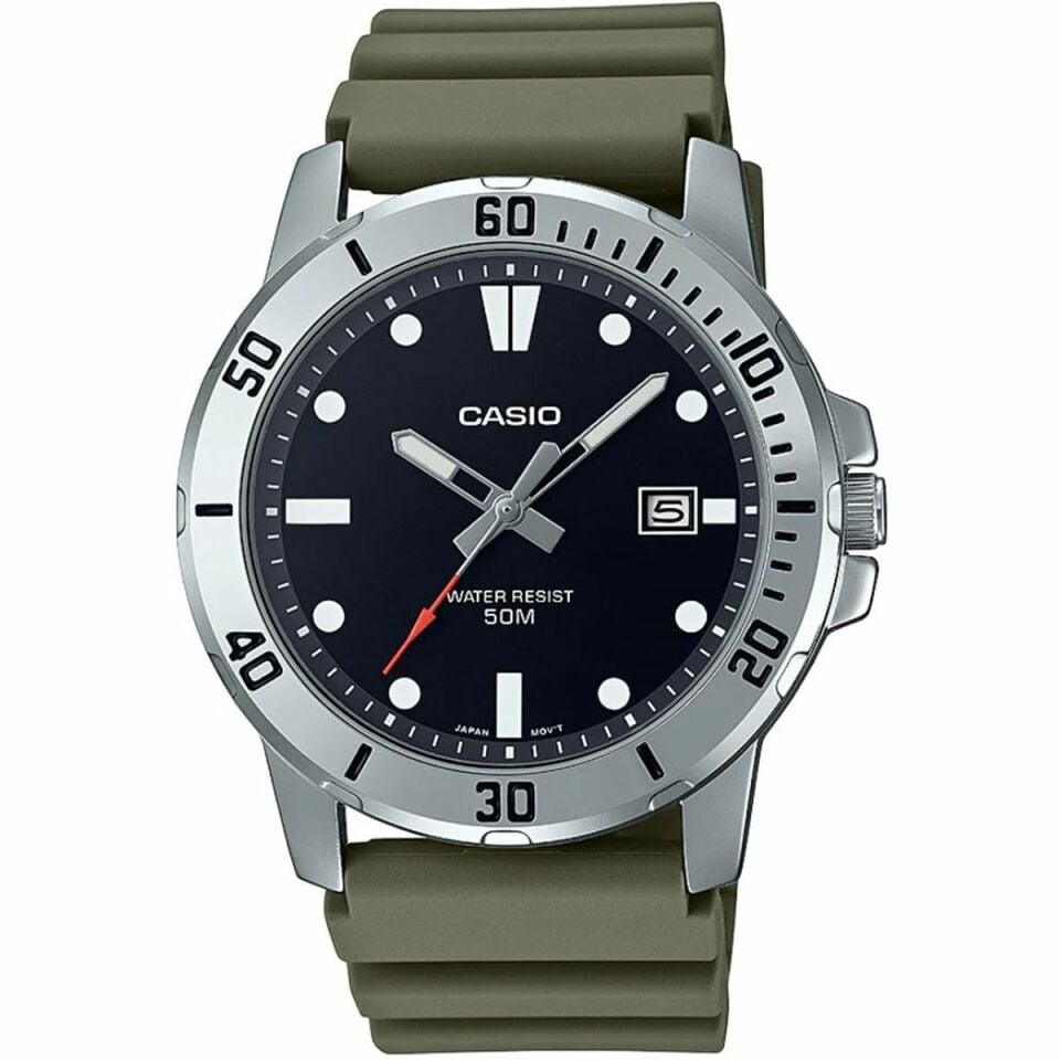 Casio MTP-VD01-3EVUDF Quartz Silikon Yeşil Siyah Kadran 45 mm Erkek Kol Saati
