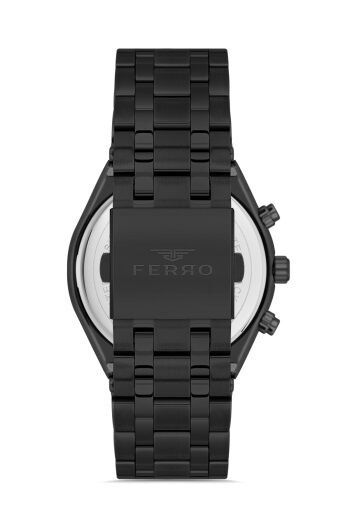 Ferro Quartz Çelik Siyah 44 mm Fonksiyonları Aktif Erkek Kol Saati