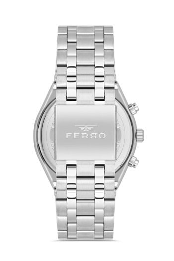 Ferro Quartz Çelik Gri Lacivert Kadran 44 mm Fonksiyonları Aktif Erkek Kol Saati