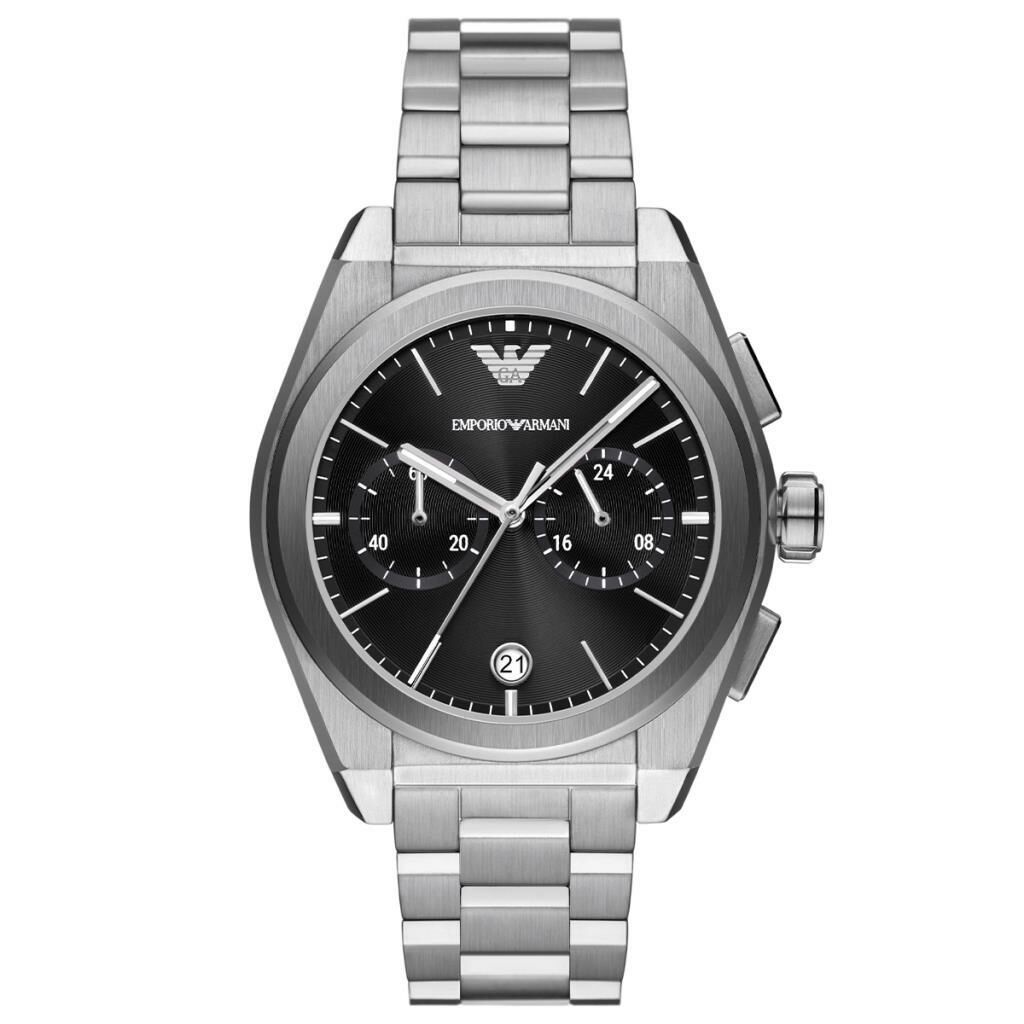 Emporio Armani AR11560 Quartz Çelik Gri Siyah Kadran 43 mm Erkek Kol Saati