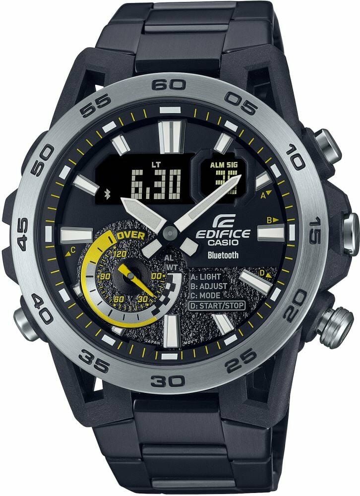 Casio ECB-40DC-1ADF Quartz Analog/Dijital Çelik Siyah 10 ATM 48 mm Erkek Kol Saati