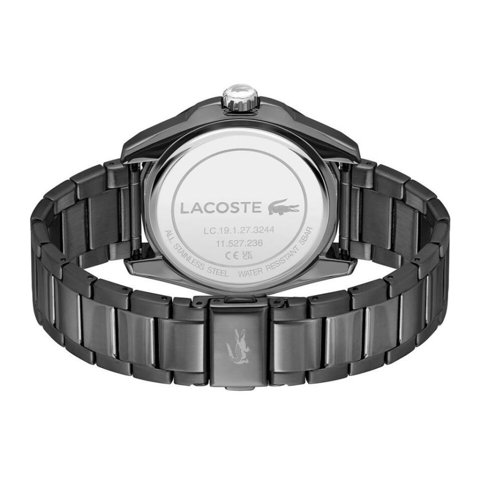 Lacoste 2011288 Quartz Çelik Gri Siyah Kadran 44 mm Erkek Kol Saati