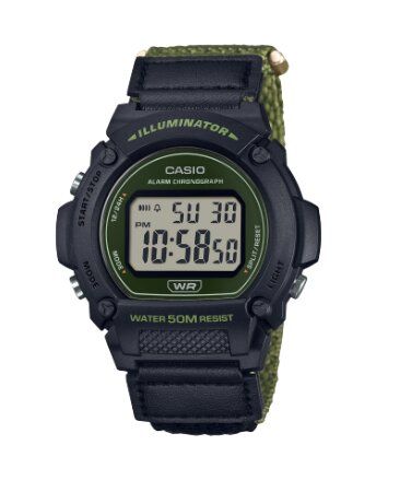 Casio W-219HB-3AVDF Quartz Nato Yeşil/Siyah Gri Kadran 47 mm Erkek Kol Saati