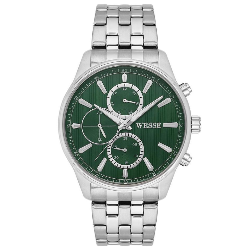 Wesse WWG206406 Quartz Çelik Gri Yeşil Kadran 44 mm Erkek Kol Saati