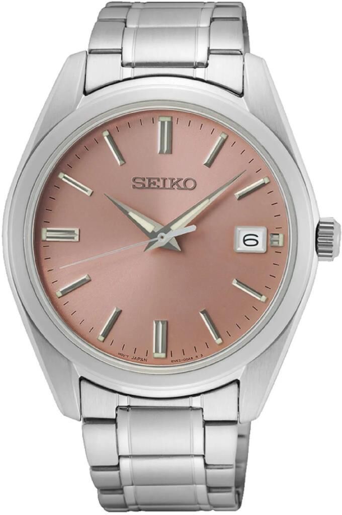 Seiko SUR523P Quartz Çelik Gri Pembe Kadran Safir Cam 10 ATM 40 mm Erkek Kol Saati