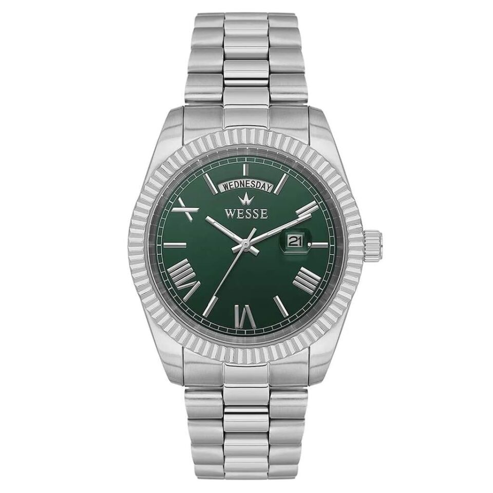 Wesse WWG209906 Quartz Çelik Gri Yeşil Kadran 40 mm Erkek Kol Saati