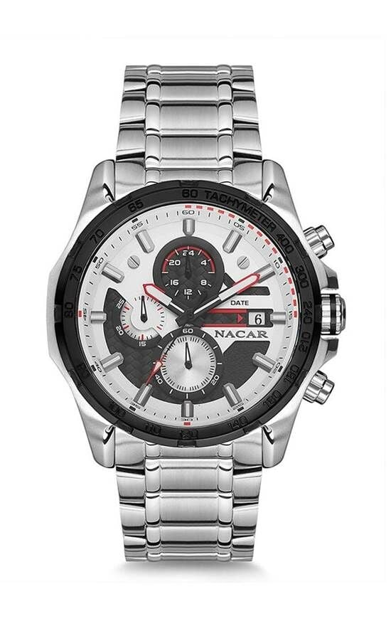 Nacar NC29-293148-ABSM Quartz Çelik Gri 46 mm Erkek Kol Saati