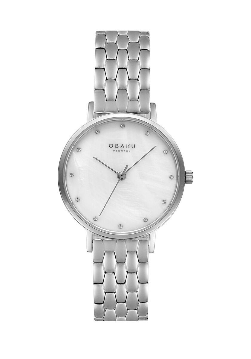 Obaku Denmark V248LXCWSC Çelik Gri Kristal Cam 34 mm Kadın Kol Saati