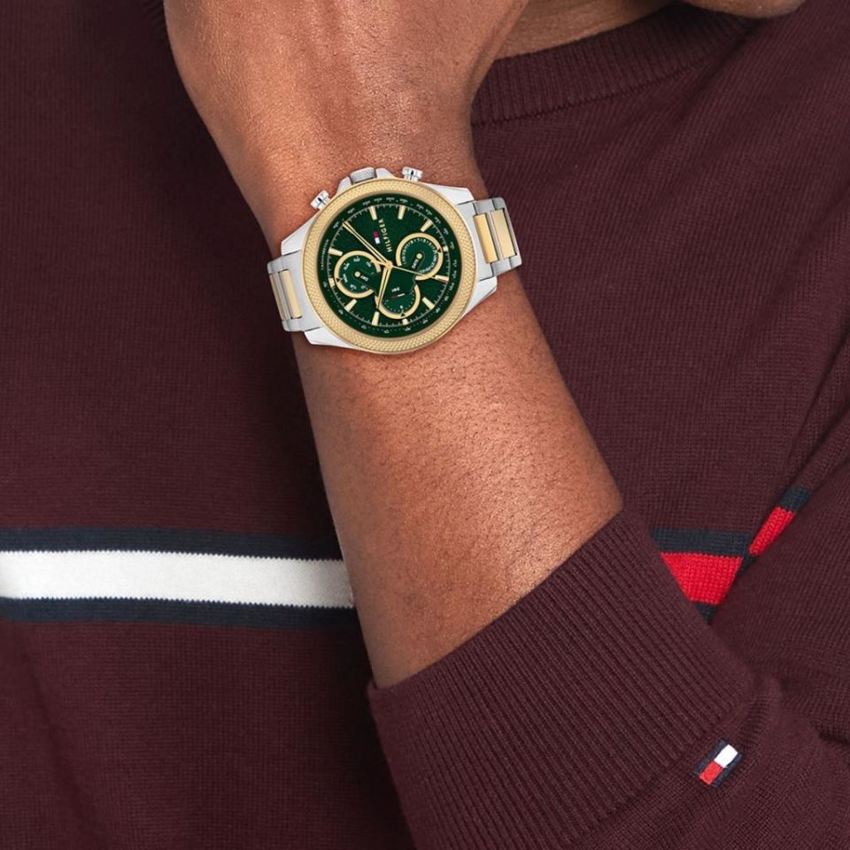 Tommy Hilfiger TH1792079 Quartz Çelik Altın/Gri Yeşil Kadran 46 mm Erkek Kol Saati