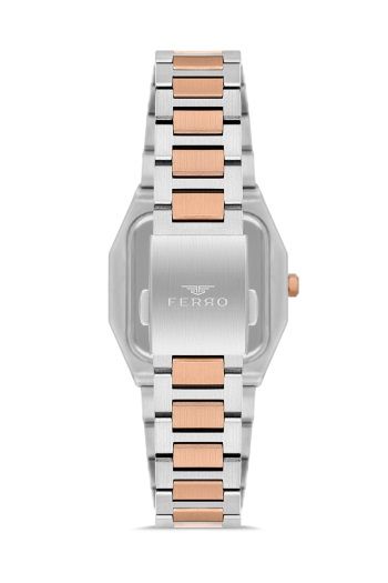 Ferro Rose ve Gümüş Çelik Kordon Kadın Kol Saati FL21482AWT-E8