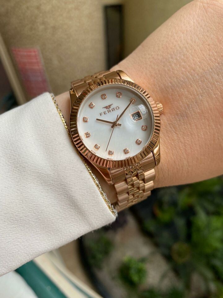 Ferro 35 mm Rose Çelik Kordon Kadın Kol Saati F40094A-C F40094A-C