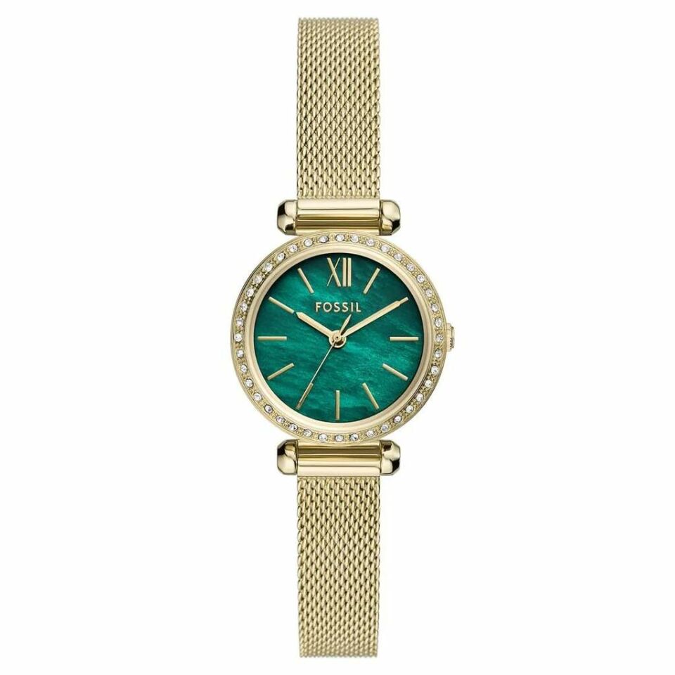 Fossil FBQ3987 Quartz Çelik Hasır Altın Rengi Yeşil Kadran 26 mm Kadın Kol Saati