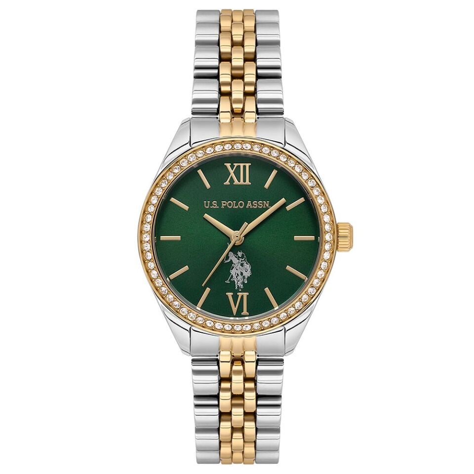 U.s. Polo Assn. USPA2085-07 Quartz Çelik Altın/Gri Yeşil Kadran 30 mm Kadın Kol Saati
