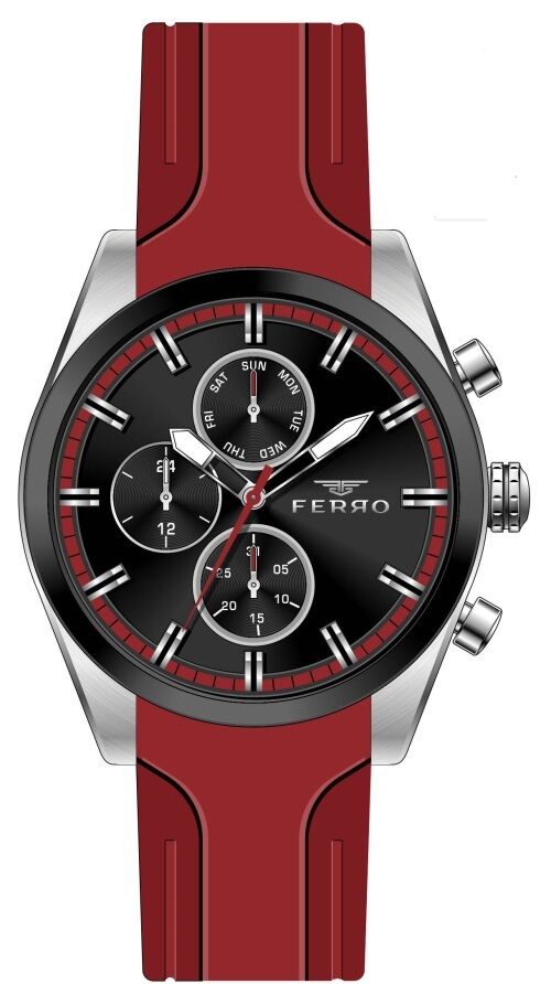 Ferro 42 mm Bordo Silikon Kordon Erkek Kol Saati FM31324D-ZK FM31324D-ZK