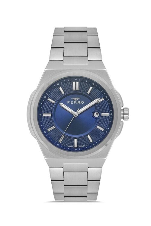 Ferro F11500AWT-A3 Quartz Çelik Gri Lacivert Kadran 42 mm Erkek Kol Saati