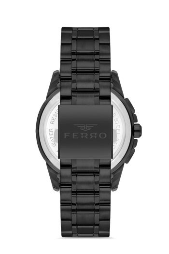 Ferro Quartz Çelik Siyah 44 mm Fonksiyonları Aktif Erkek Kol Saati