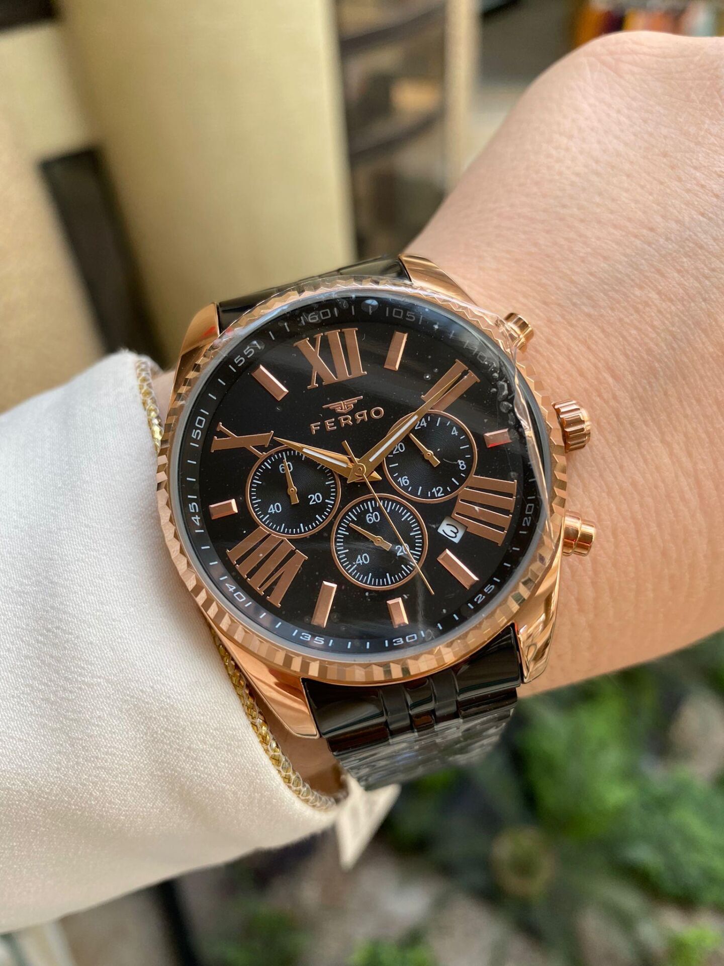 Ferro 43 mm Siyah Çelik Kordon Erkek Kol Saati FM31187A-R FM31187A-R