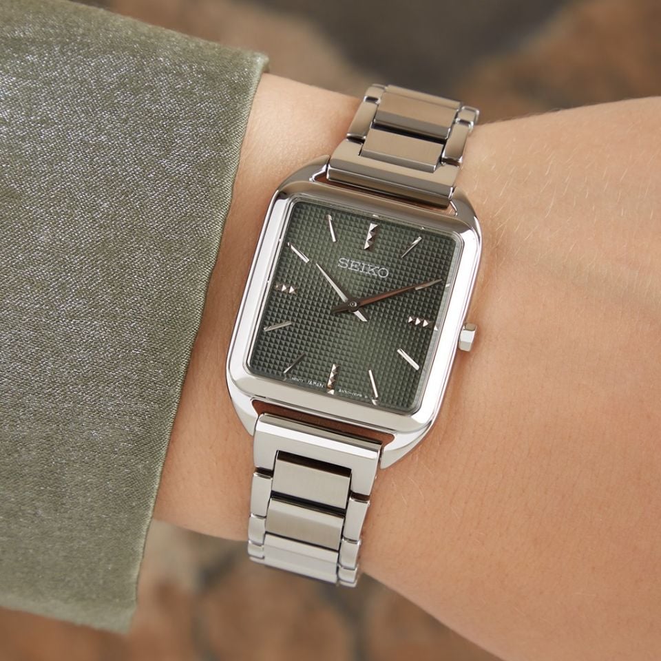 Seiko SWR075P Quartz Çelik Gri Yeşil Kadran 26 mm Kadın Kol Saati