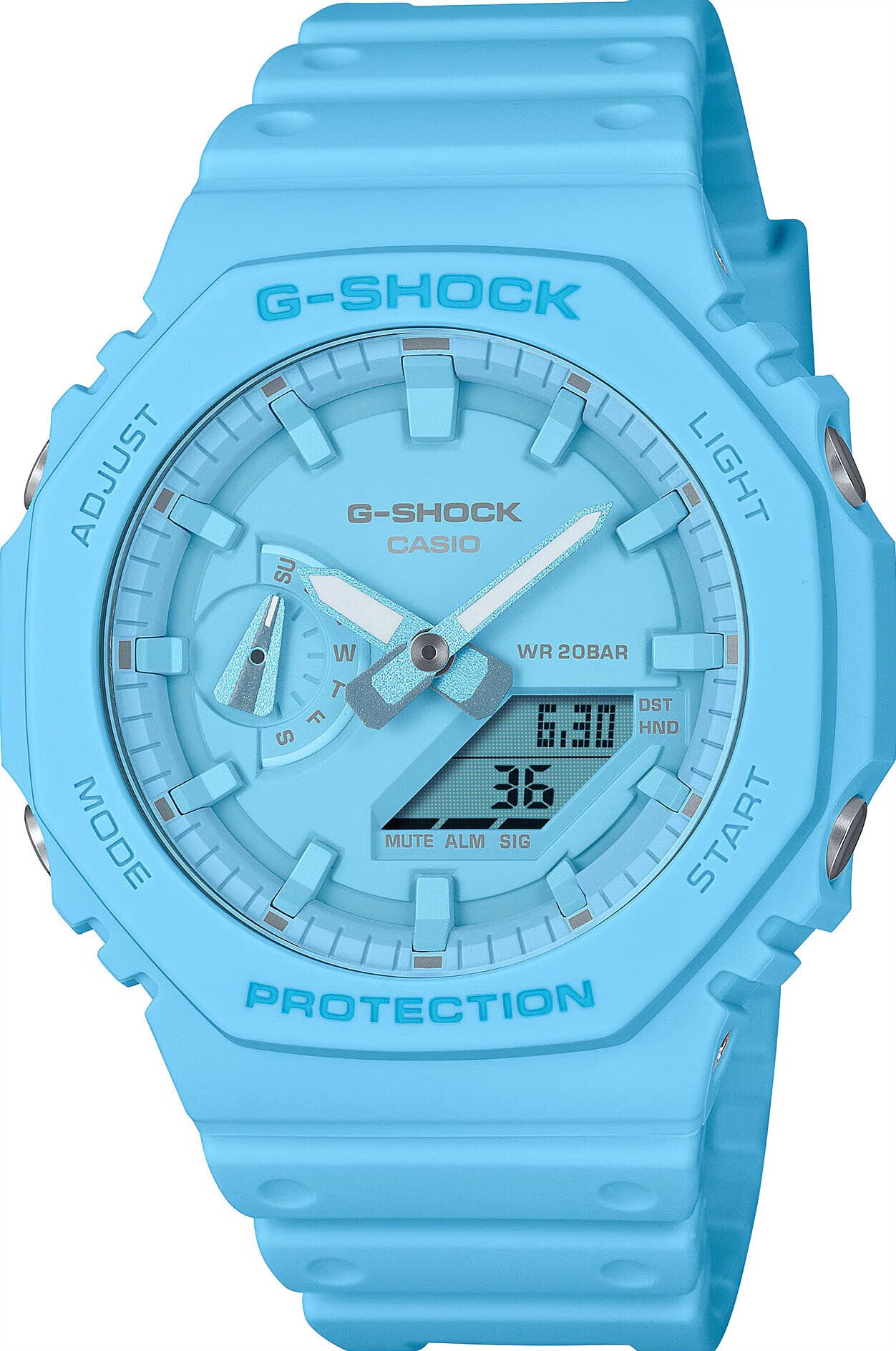 Casio GA-2100-2A2DR Quartz Analog/Dijital Silikon Mavi 20 ATM 45 mm Erkek Kol Saati