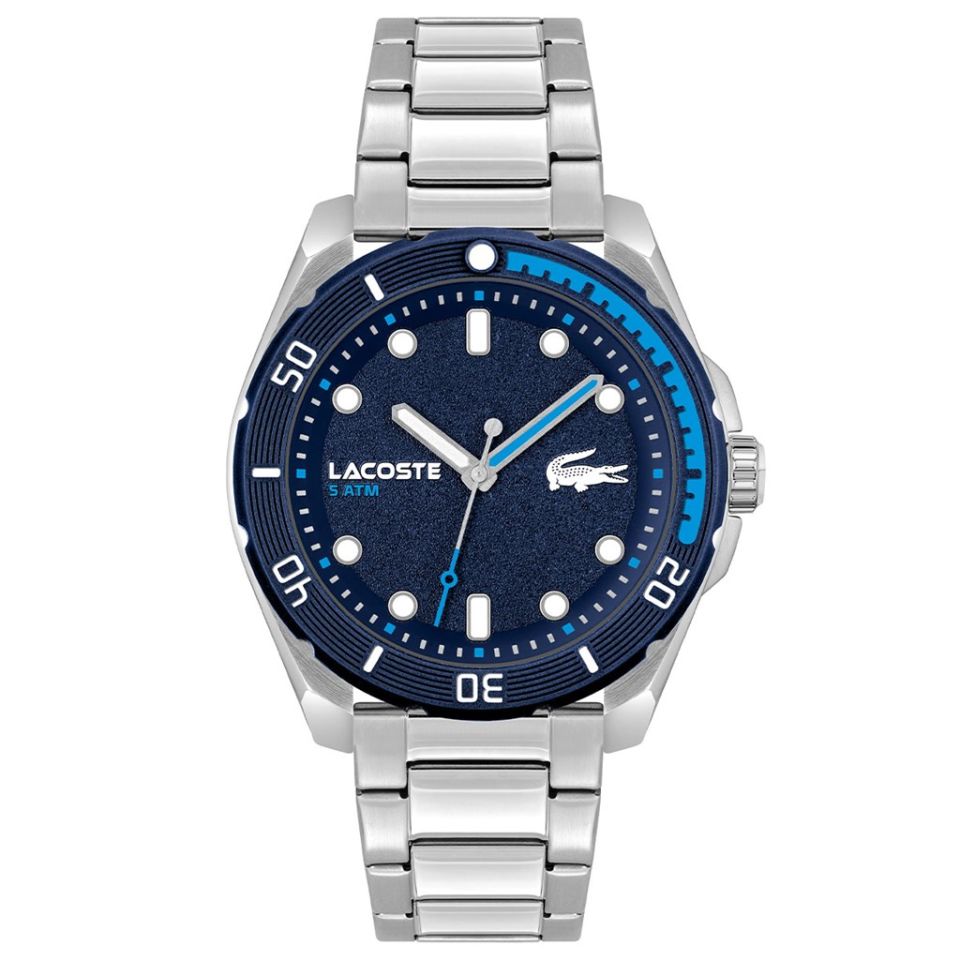 Lacoste LAC2011286 Quartz Çelik Gri Mavi Kadran 44 mm Erkek Kol Saati