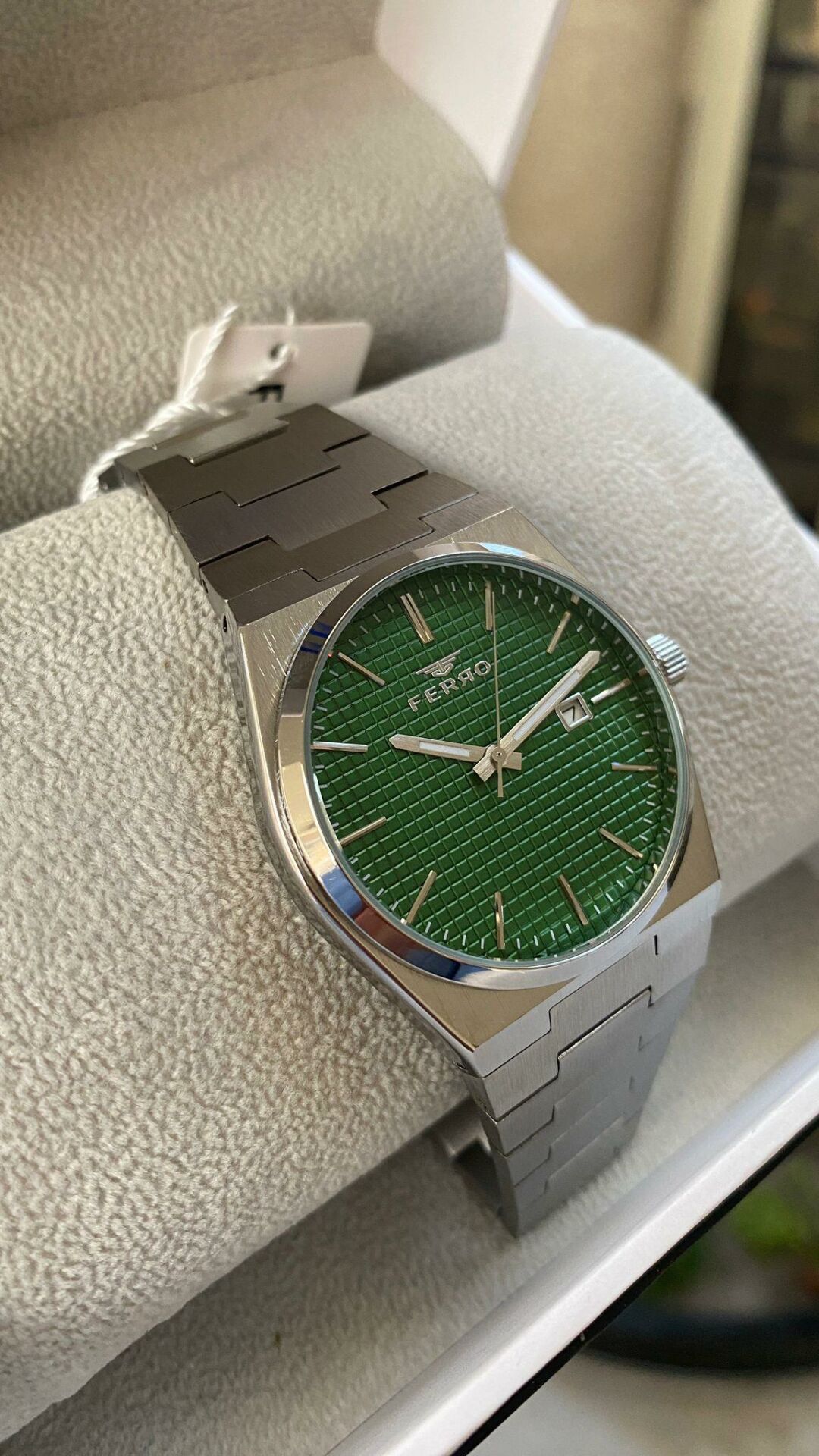 Ferro Quartz Çelik Gri Yeşil Kadran 40 mm Erkek Kol Saati