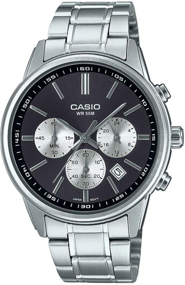 Casio MTP-E515D-1AVDF Quartz Çelik Gri Siyah Kadran 41 mm Erkek Kol Saati